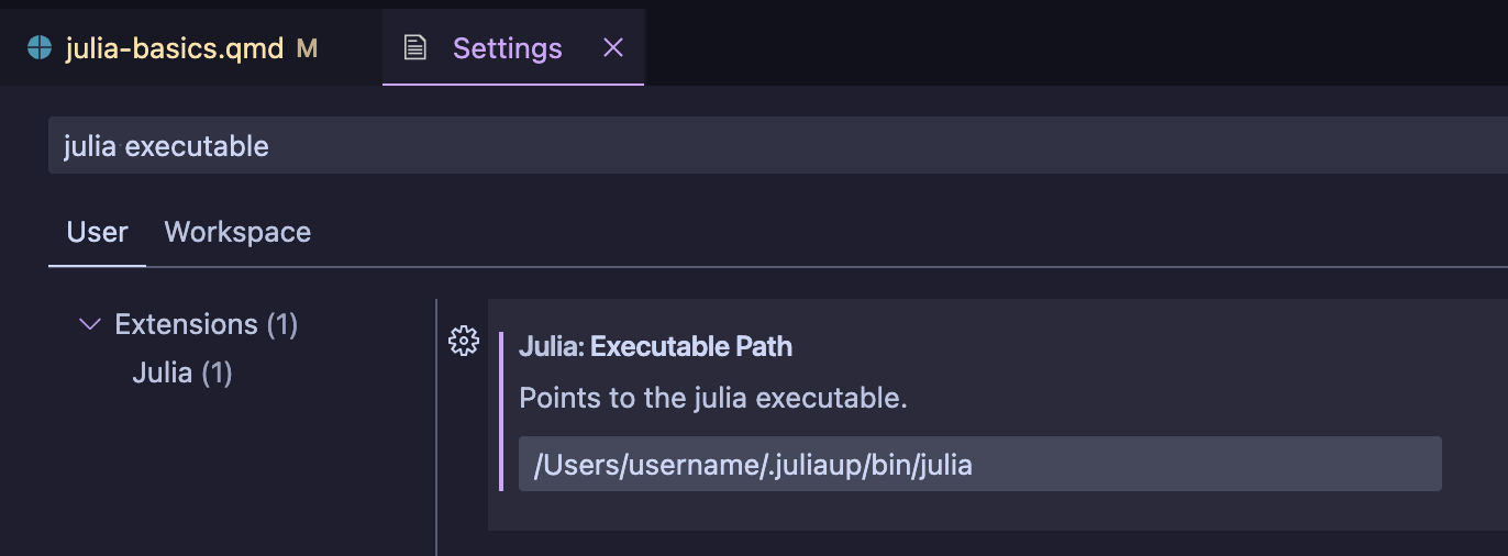 VSCode Julia Executable Path